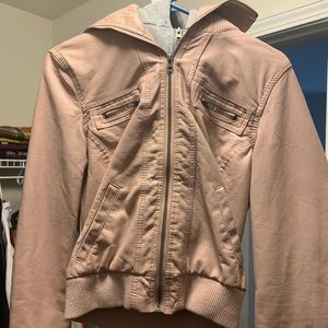Pink Faux Leather Jacket
